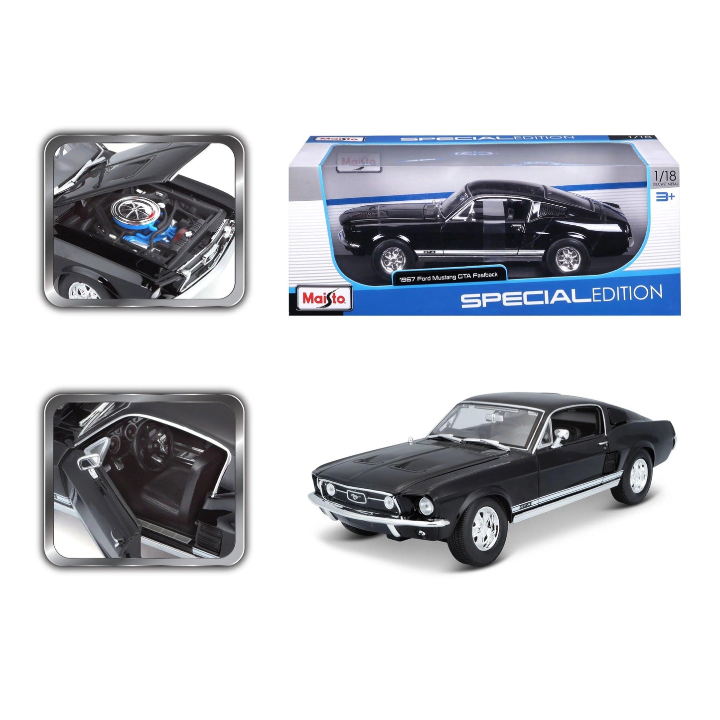 Maisto Ford Mustang GTA Fastback 1967 - Black 1:18 Modell