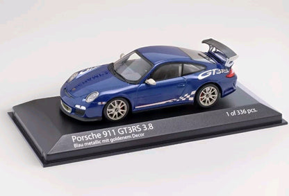 Minichamps Porsche 911 (997 II) GT3 RS 3.8 year 2009 blue metallic with decor 1:43 Modell