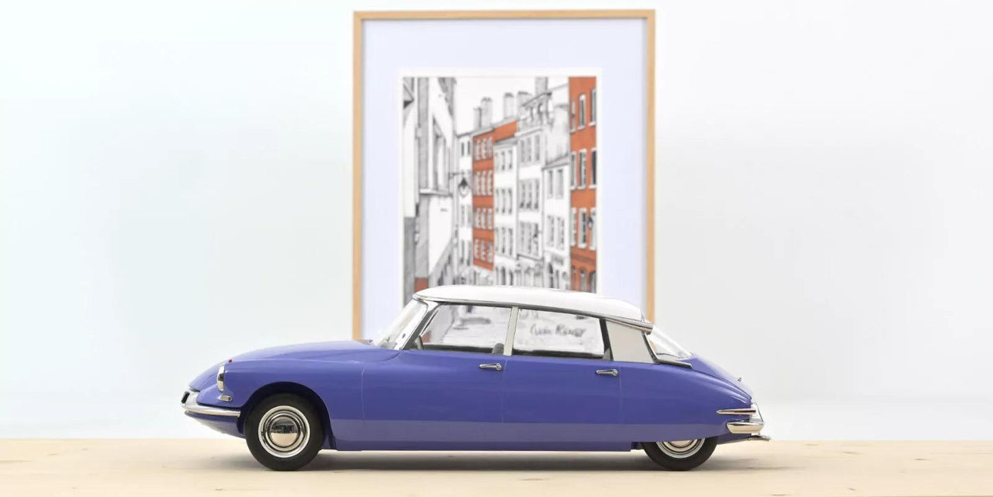 Norev Citroen DS 19 1959 Delphinium Blue & White 1:12 Modell - Artexio