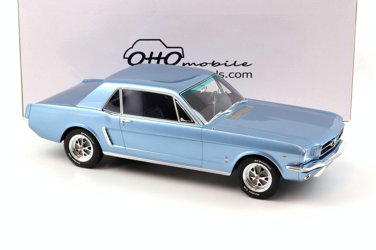 Otto - Models Ford Mustang V8 Hardtop Silver Blue Pony 1965 1:12 Modell