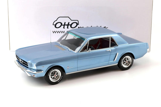 Otto - Models Ford Mustang V8 Hardtop Silver Blue Pony 1965 1:12 Modell