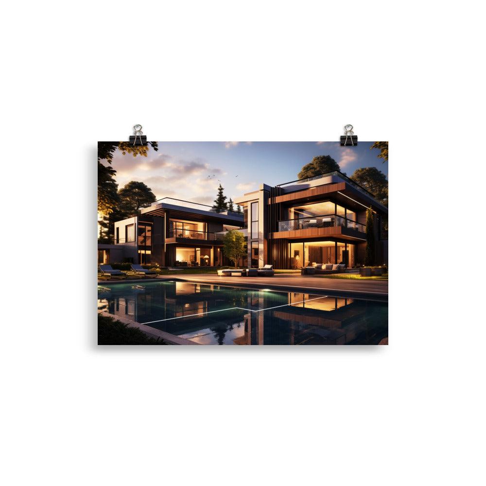 Poster mit mattem Papier "Modern Mansion" - Artexio