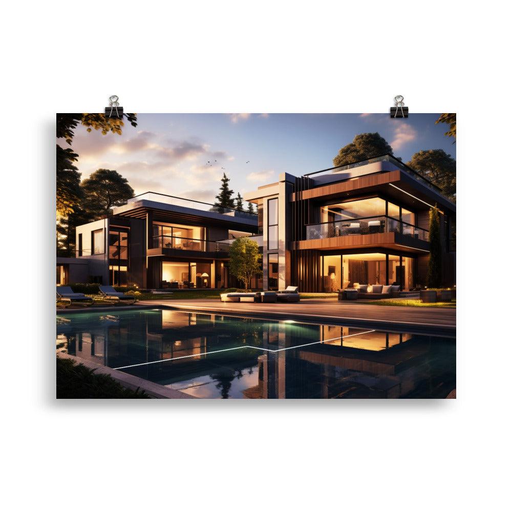 Poster mit mattem Papier "Modern Mansion" - Artexio