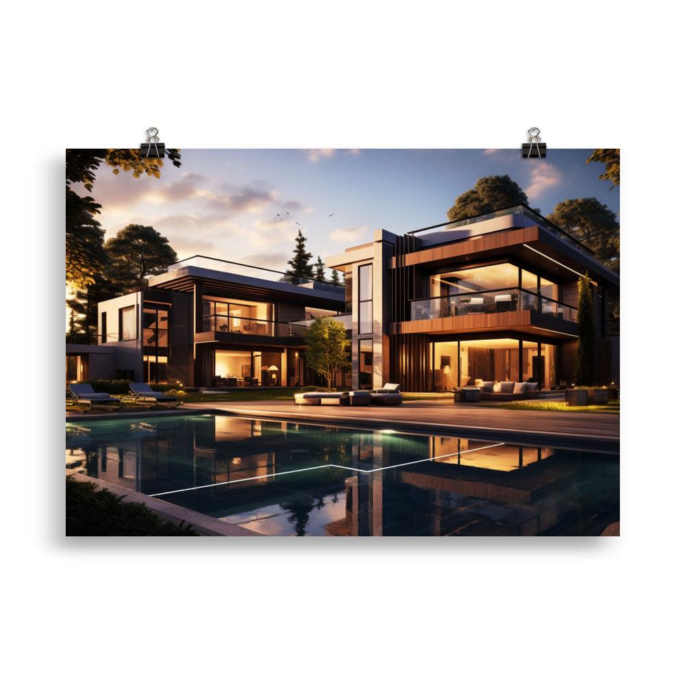 Poster mit mattem Papier "Modern Mansion" - Artexio