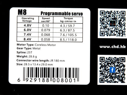 Power HD Coreless Digital HV Servo M8 mit 8.4V 8.5kg-cm 0.058sec