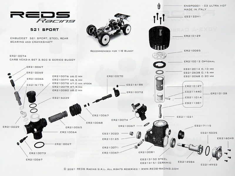 REDS Racing Buggy 521 Sport RC Nitro Motor tuned by Mario Rossi Race Combo