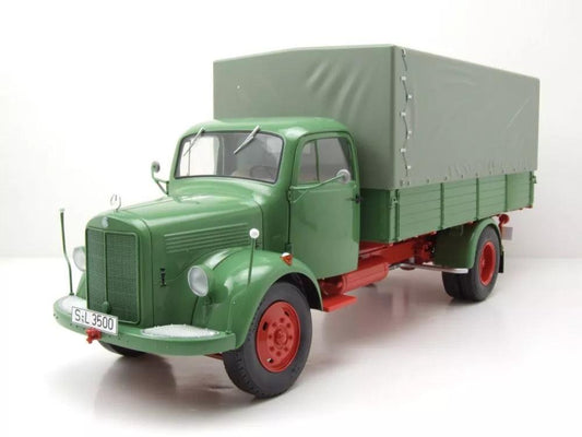 Schuco Mercedes - Benz L3500 Pritschen - LKW mit Plane - Green 1:18 Modell - Artexio