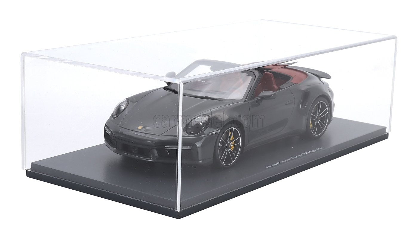 Schuco Porsche 992 Turbo S Cabriolet 2022 Agate Grey 1:18 Modell