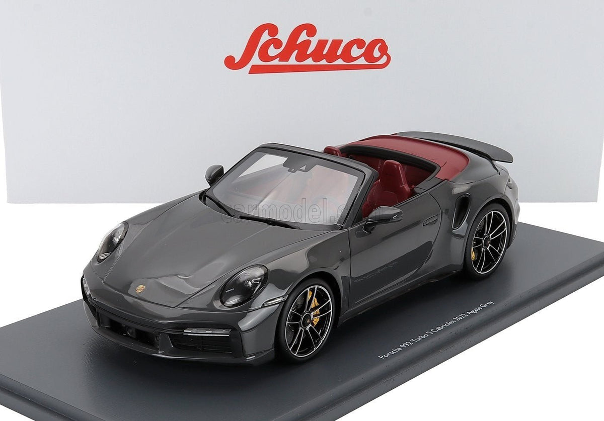 Schuco Porsche 992 Turbo S Cabriolet 2022 Agate Grey 1:18 Modell
