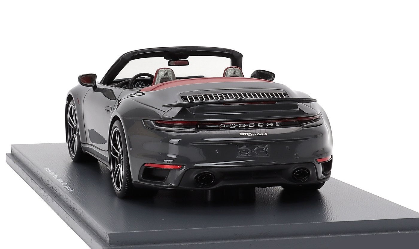 Schuco Porsche 992 Turbo S Cabriolet 2022 Agate Grey 1:18 Modell