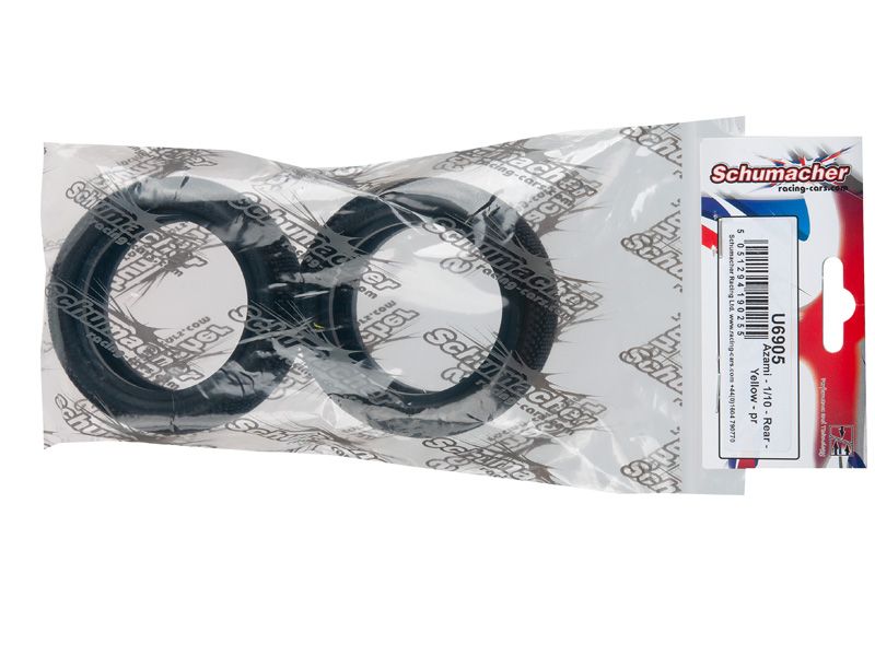 Schumacher 1:10 Azami gelb Offroad Reifen (2) 2WD + 4WD Heckreifen