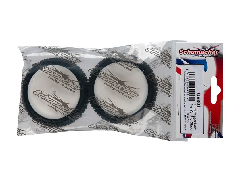 Schumacher 1:10 Komplettrad Cut Stagger (2) gelb EOS 2WD Frontreifen