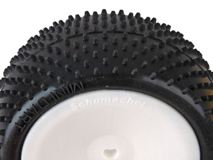 Schumacher 1:10 Komplettrad Mini Dart gelb Offroad (2) 2WD + 4WD Heckreifen