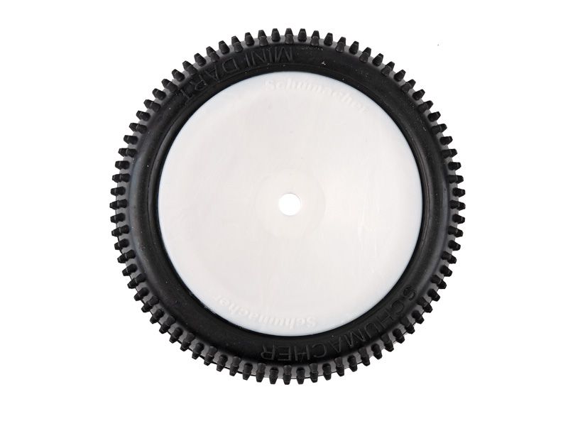 Schumacher 1:10 Komplettrad Mini Dart gelb Offroad (2) 2WD + 4WD Heckreifen