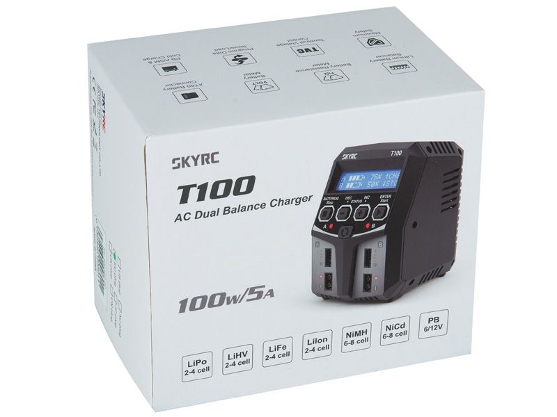 SkyRC T100 AC Ladegerät LiPo 2-4s 5A 2x50W