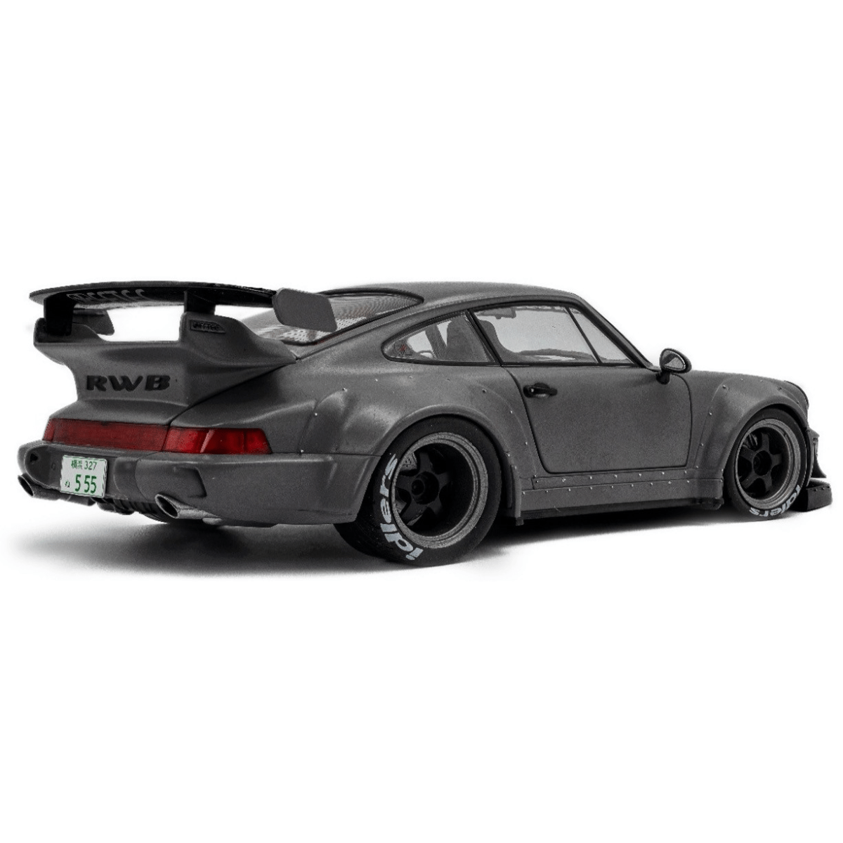 Solido Porsche 911 (964) RWB Bodykit 2024 nardo gray with figure 1:18 model