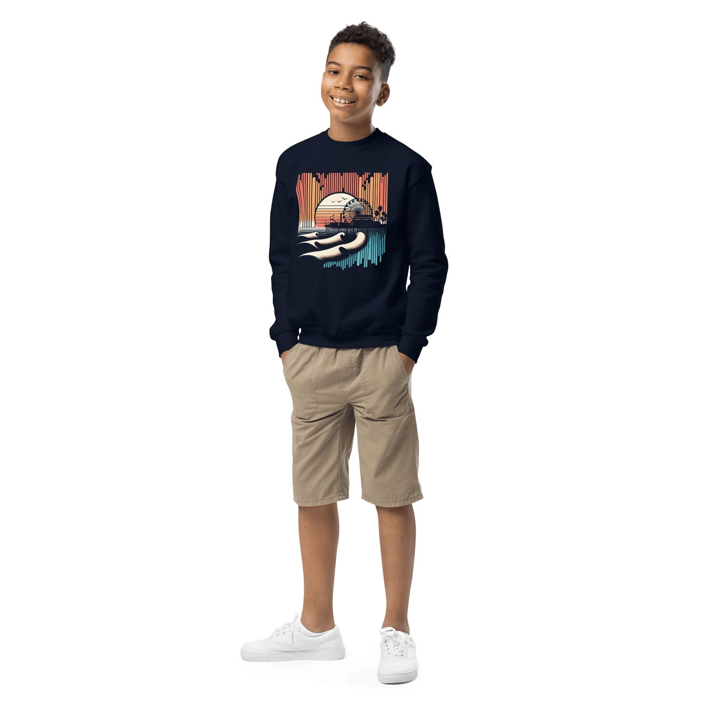 Sweatshirt mit Rundhalsausschnitt für Jugendliche "Santa Monica Pier" - Artexio