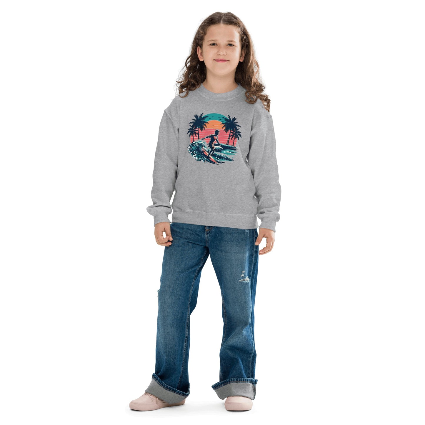 Sweatshirt mit Rundhalsausschnitt für Jugendliche "Surfing" - Artexio