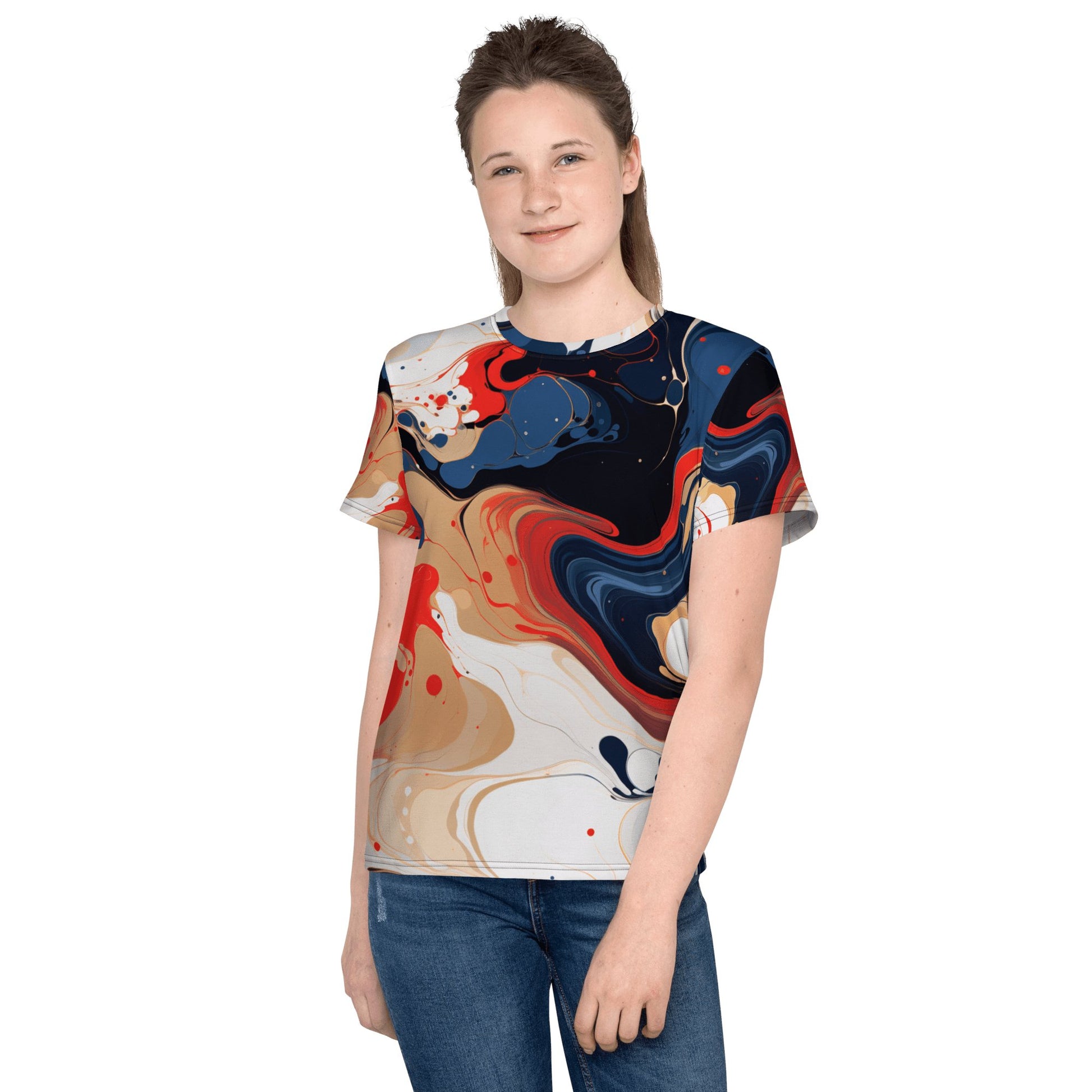 T-Shirt mit Rundhalsausschnitt für Jugendliche "Color Swirl" - Artexio