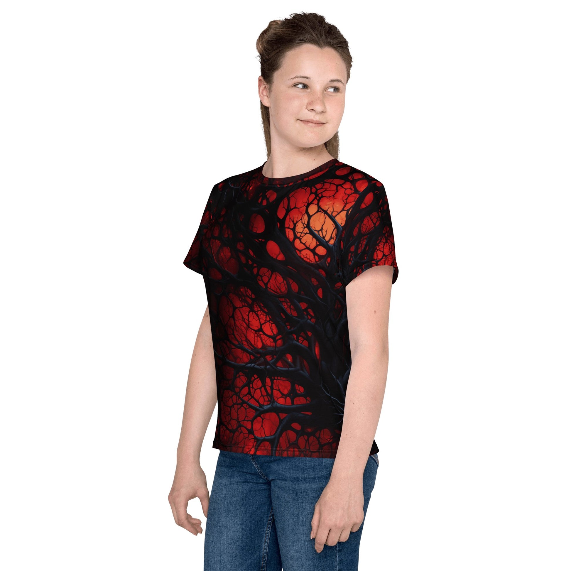 T-Shirt mit Rundhalsausschnitt für Jugendliche "Inferno of Shadows" - Artexio