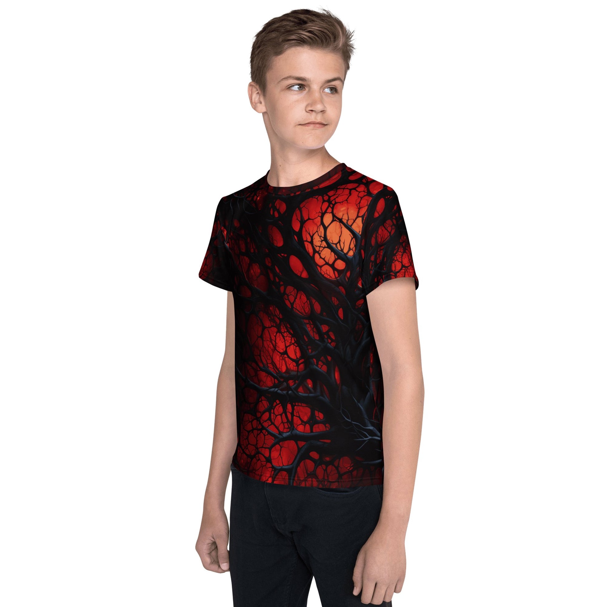 T-Shirt mit Rundhalsausschnitt für Jugendliche "Inferno of Shadows" - Artexio