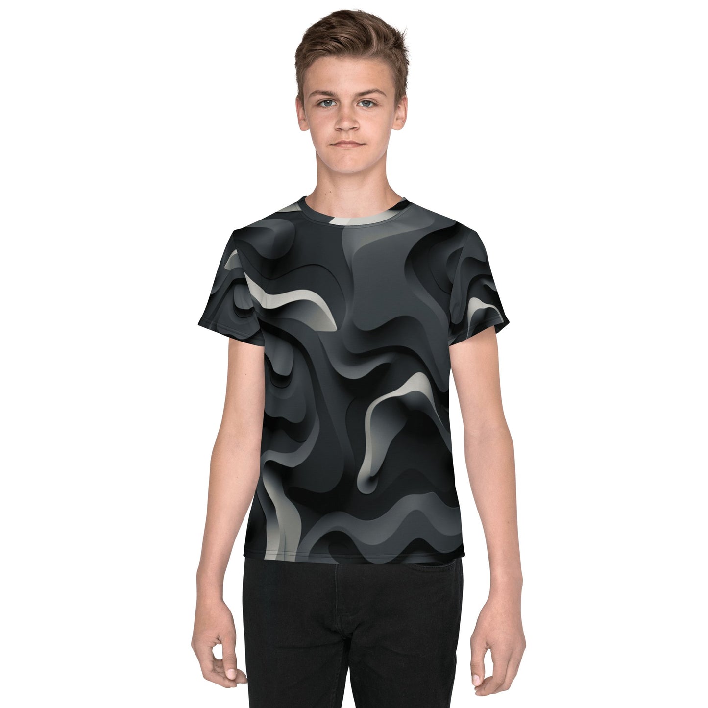 T-Shirt mit Rundhalsausschnitt für Jugendliche "Monochrome Flow" - Artexio