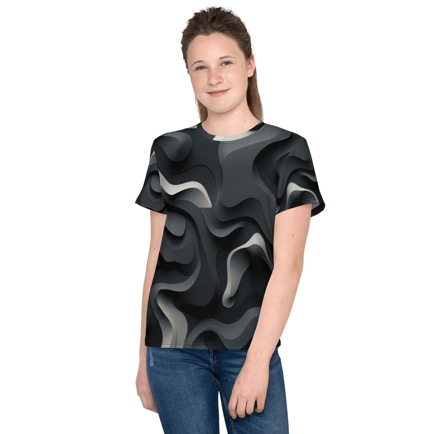 T-Shirt mit Rundhalsausschnitt für Jugendliche "Monochrome Flow" - Artexio