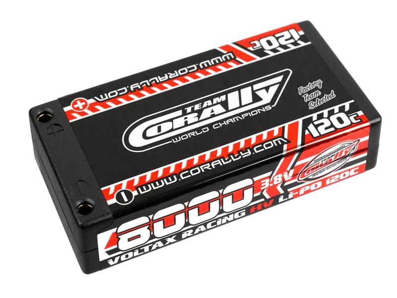 Team Corally Voltax 120C LiPo HV Battery - 8000 mAh - 3.8V - 1S Hardcase - 4mm Bullit