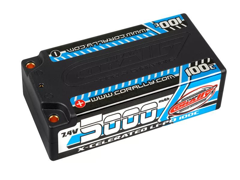 Team Corally X-Celerated 100C LiPo Battery - 5000 mAh - 7.4V - Stick 2S - 4mm Bullit