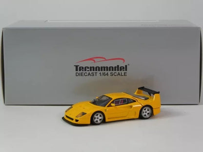 Tecnomodel Ferrari F40 LM 1996 Press Version Modena Yellow/Silver Wheels 1:64 Modell - Artexio