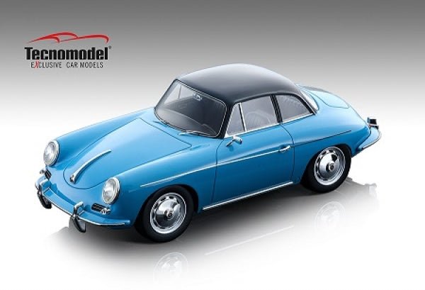 Tecnomodel Porsche 356 Karmann Hardtop 1961 - Light Blue with Black Top 1:18 Modell - Artexio