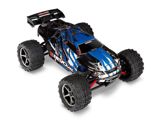 Traxxas E-Revo 4x4 1:16 RTR Monster Truck blau TSM VXL-3m Brushless mit NiMh Akku + 4A USB/C-Lader