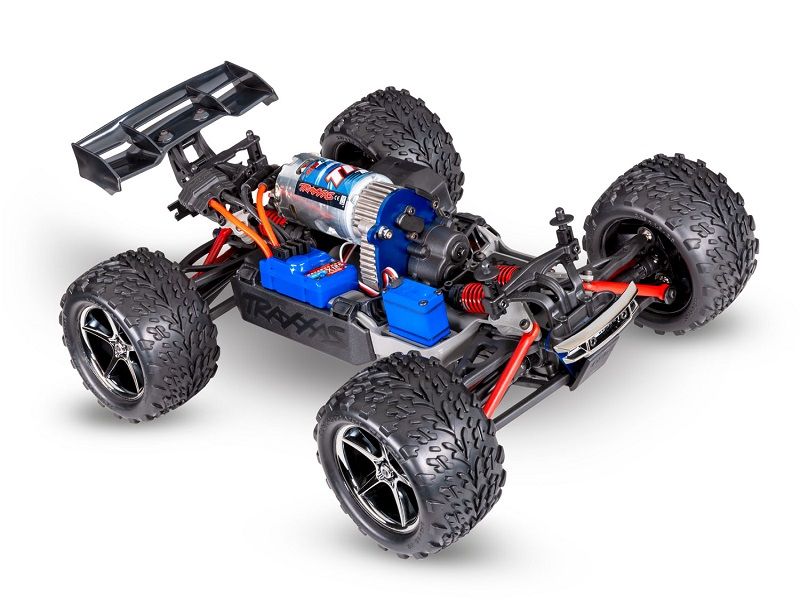 Traxxas E-Revo 4x4 1:16 RTR Monster Truck rot Brushed mit NiMh Akku + 4A USB/C-Lader