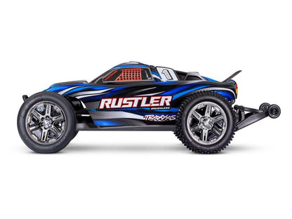 Traxxas Rustler 2WD Brushless BL-2S RTR blau 1:10 Stadium Truck mit 2S Lipo Akku + USB/C-Lader