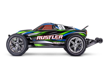 Traxxas Rustler 2WD Brushless BL-2S RTR grün 1:10 Stadium Truck mit 2S Lipo Akku + USB/C-Lader