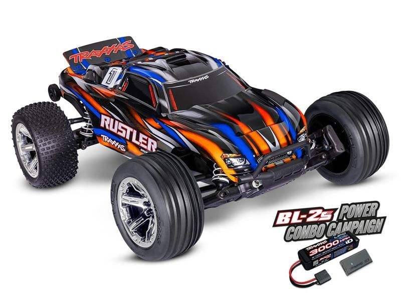 Traxxas Rustler 2WD Brushless BL-2S RTR orange 1:10 Stadium Truck mit 2S Lipo Akku + USB/C-Lader