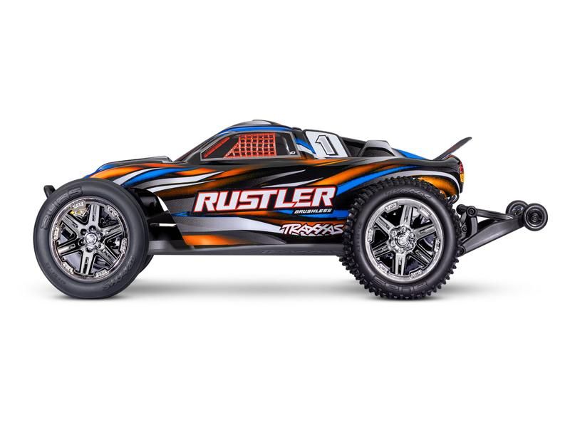 Traxxas Rustler 2WD Brushless BL-2S RTR orange 1:10 Stadium Truck mit 2S Lipo Akku + USB/C-Lader