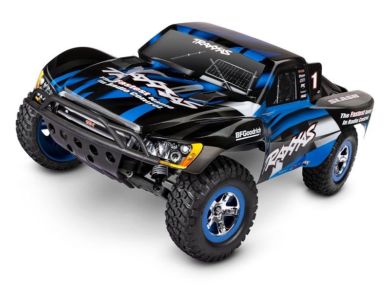 Traxxas Slash 2WD Brushed RTR 1:10 Short Course Race Truck blau mit Akku + 4A USB/C-Lader