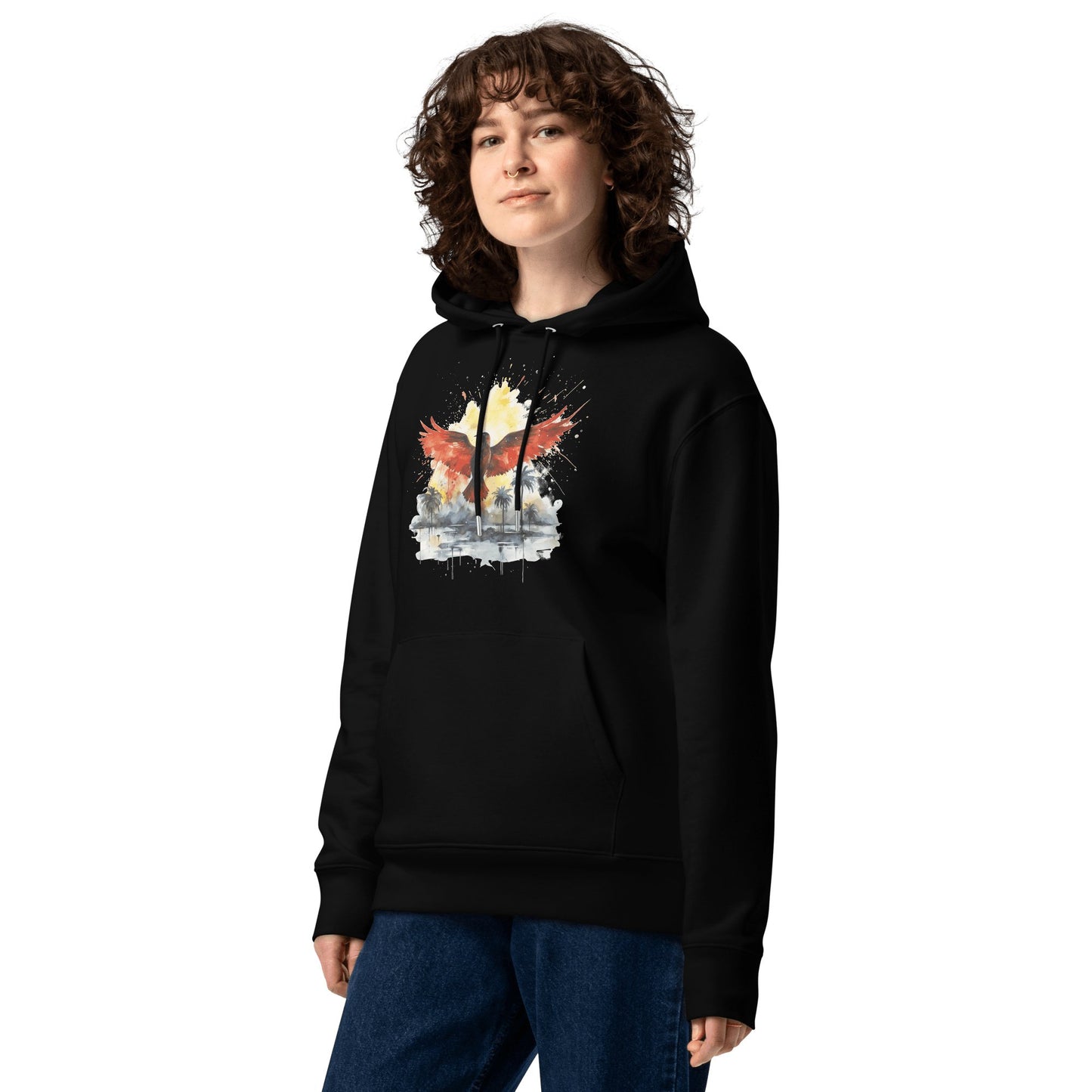 Umweltfreundlicher Unisex Kapuzenpullover "Firebird" - Artexio