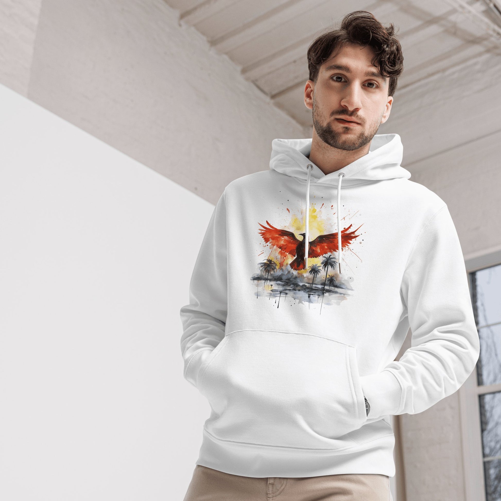 Umweltfreundlicher Unisex Kapuzenpullover "Firebird" - Artexio