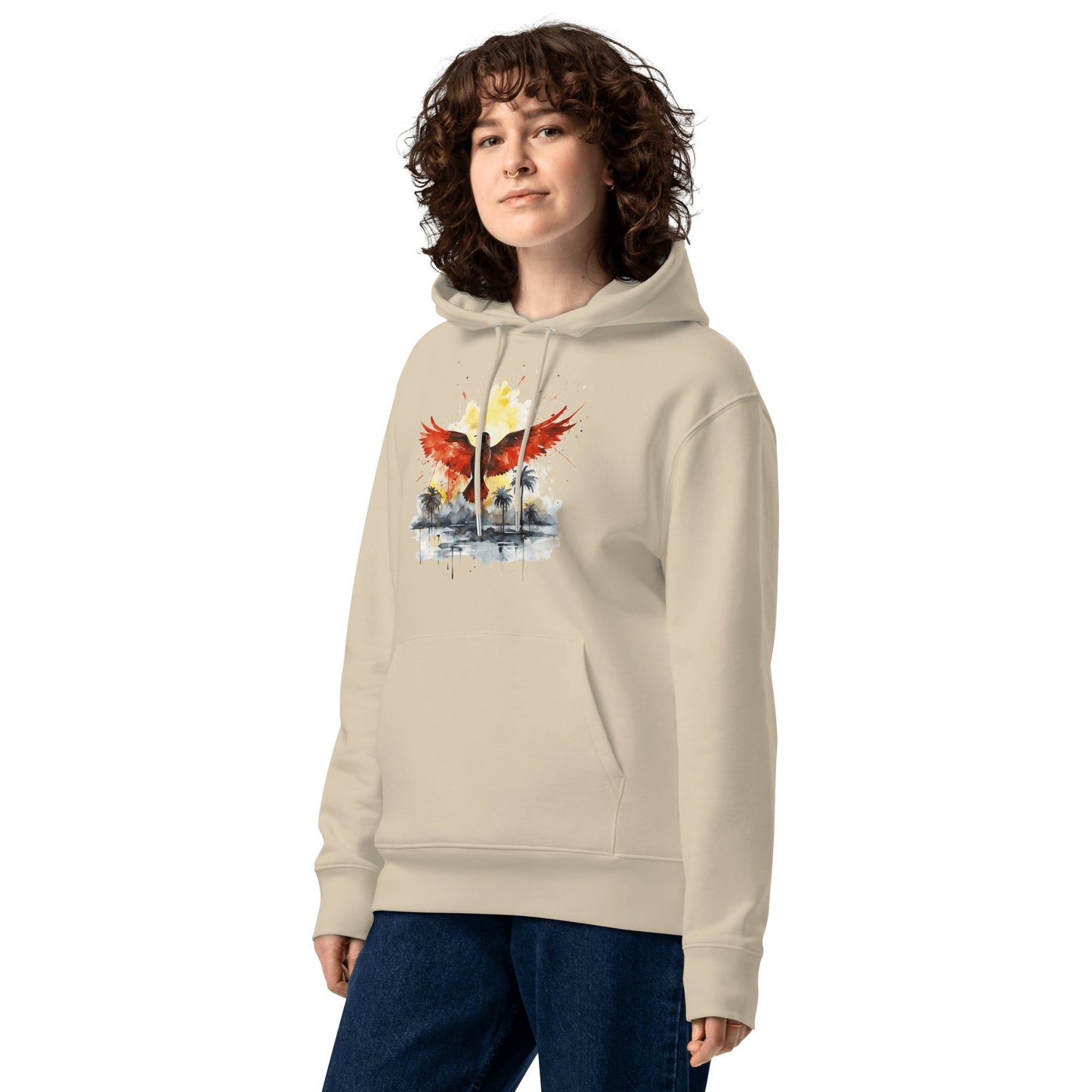 Umweltfreundlicher Unisex Kapuzenpullover "Firebird" - Artexio