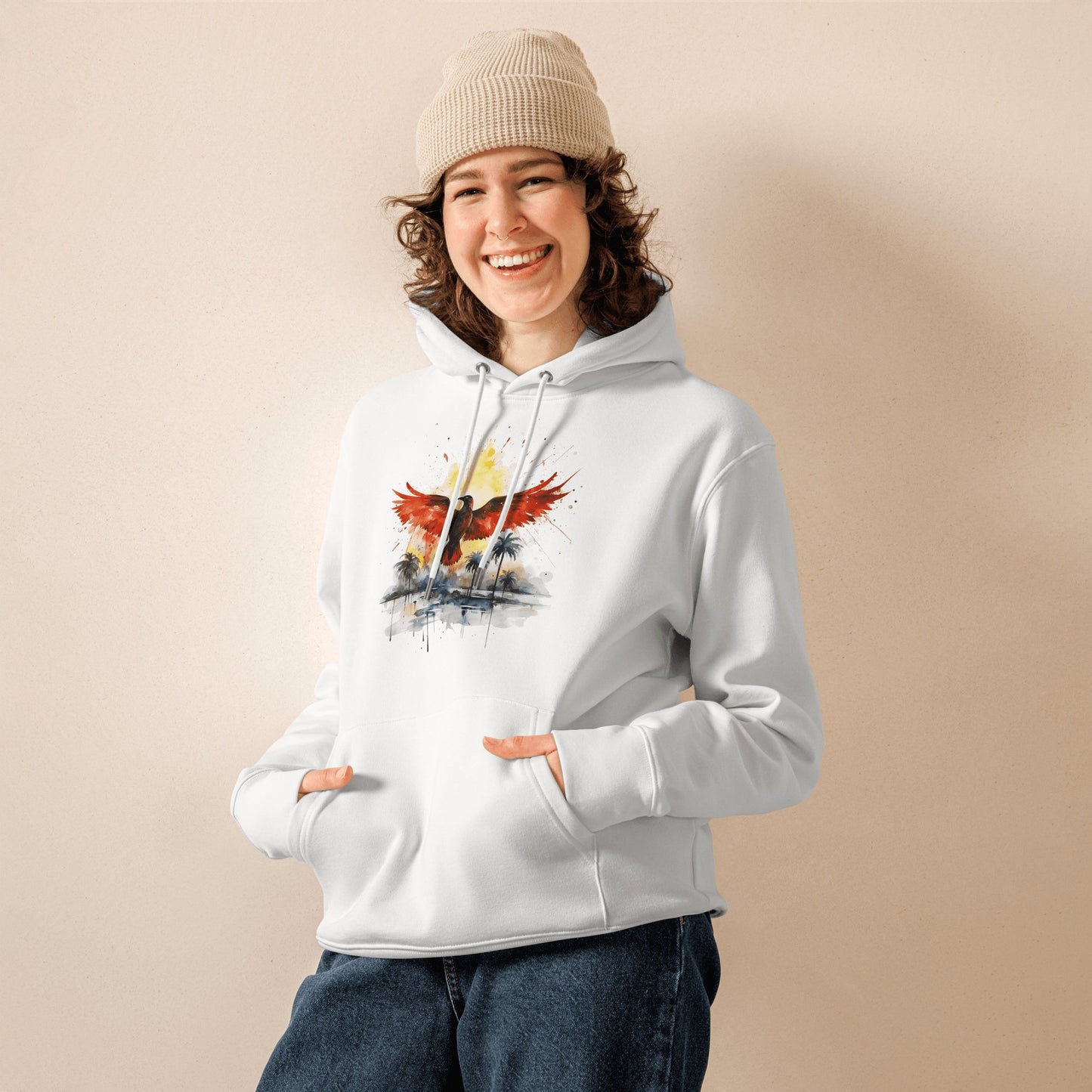 Umweltfreundlicher Unisex Kapuzenpullover "Firebird" - Artexio