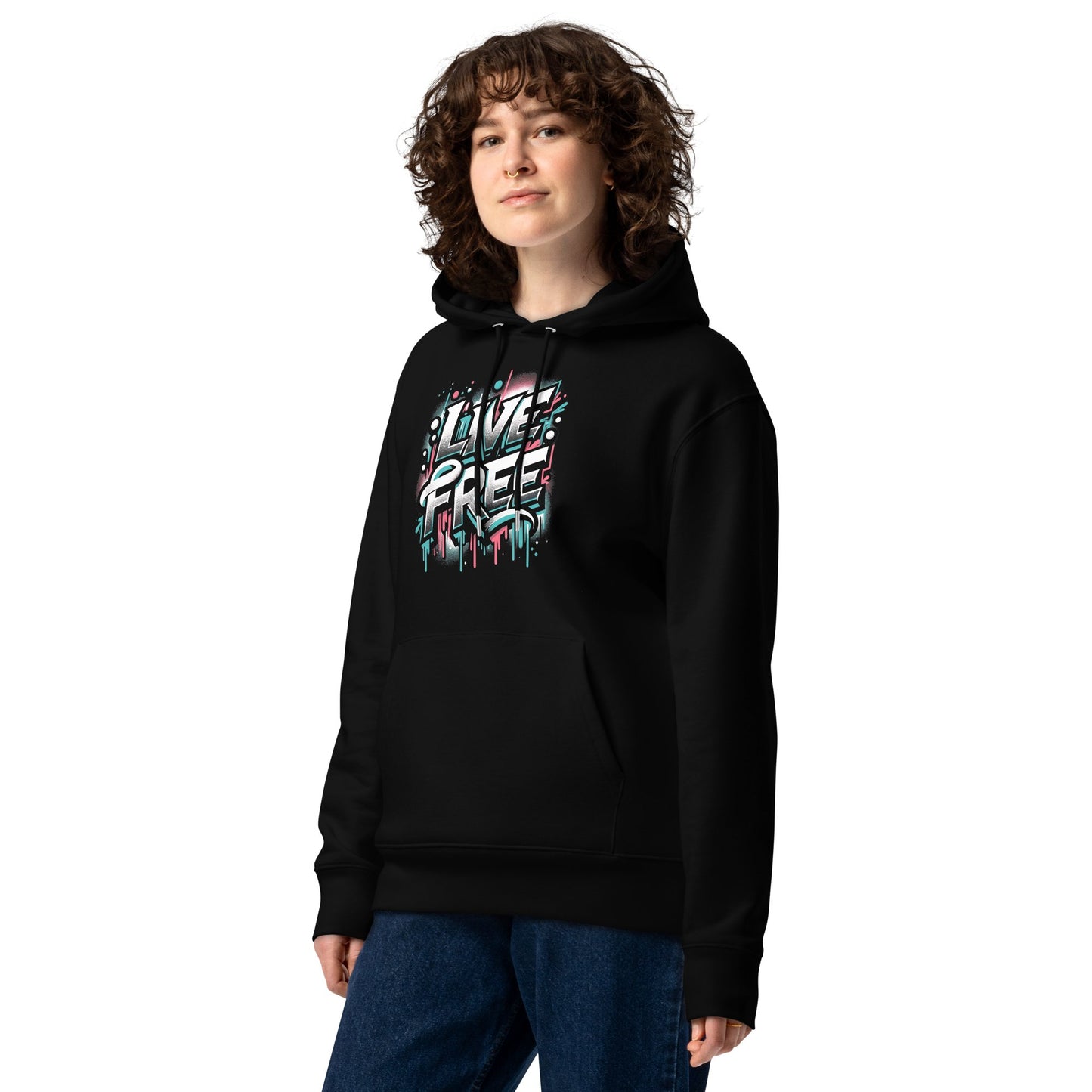 Umweltfreundlicher Unisex Kapuzenpullover "Live Free" - Artexio