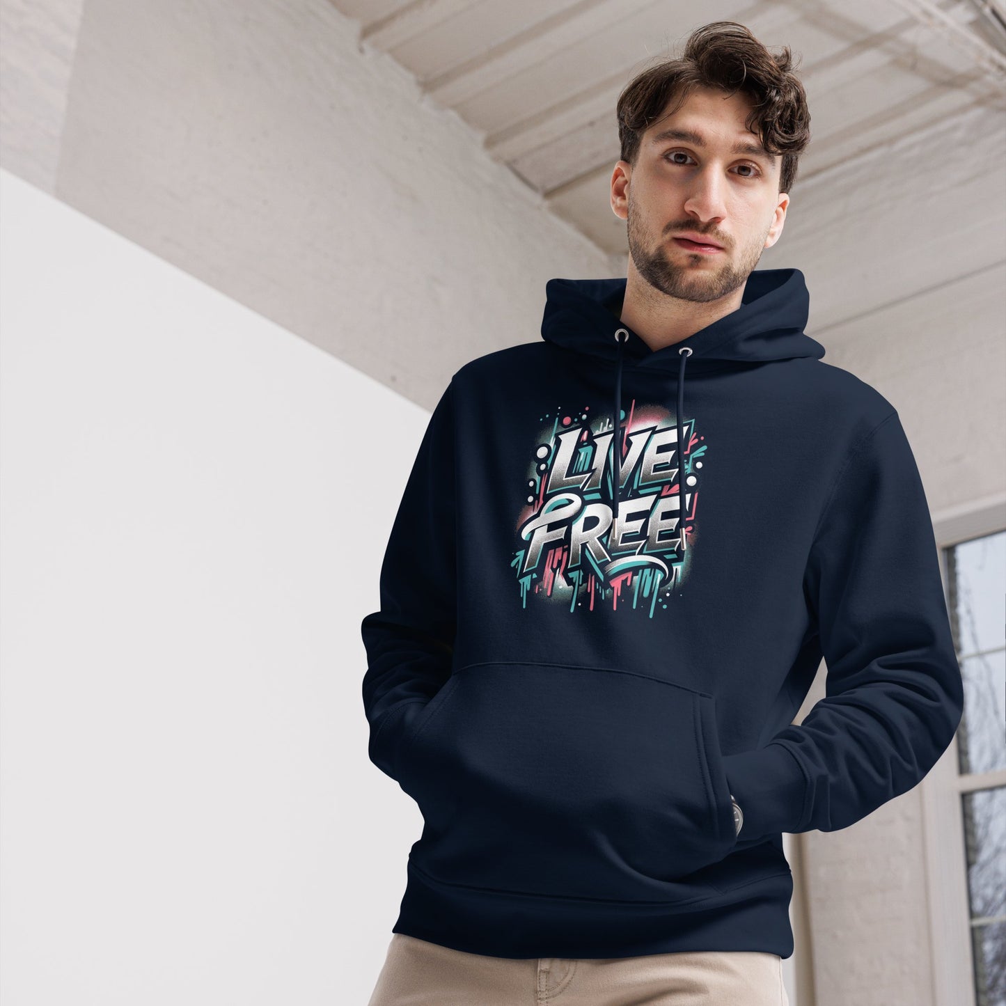 Umweltfreundlicher Unisex Kapuzenpullover "Live Free" - Artexio