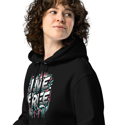 Umweltfreundlicher Unisex Kapuzenpullover "Live Free" - Artexio