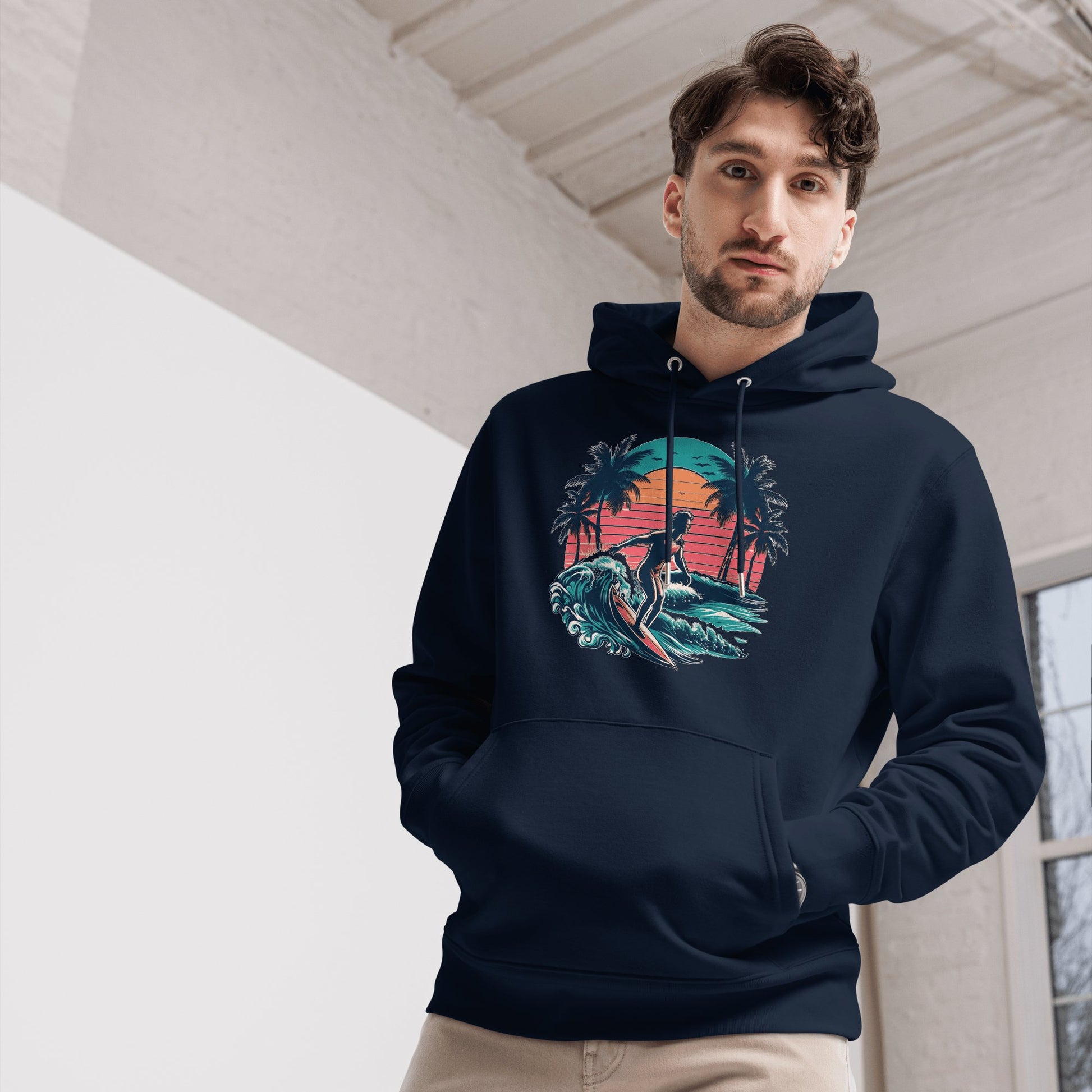 Umweltfreundlicher Unisex Kapuzenpullover "Surfing" - Artexio