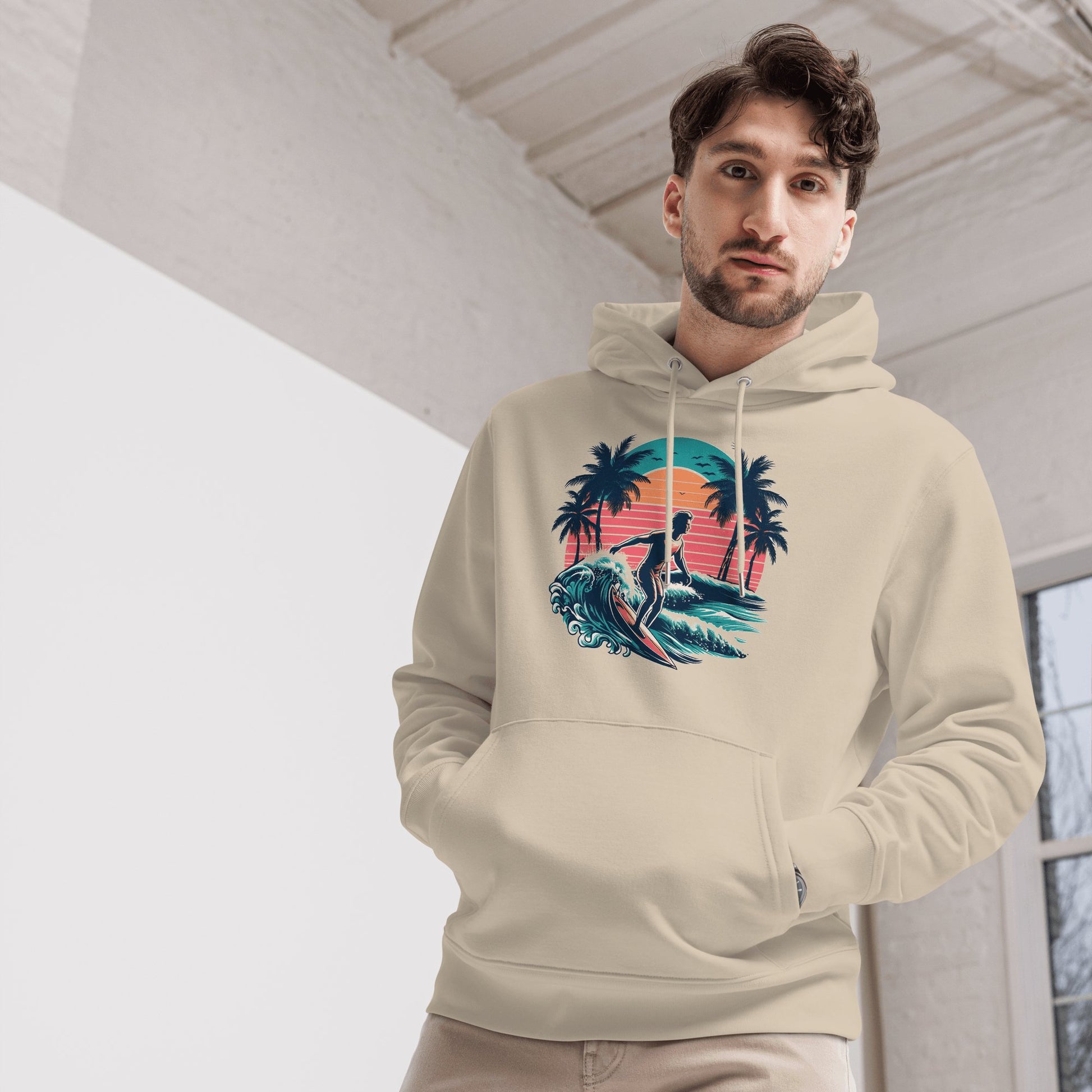 Umweltfreundlicher Unisex Kapuzenpullover "Surfing" - Artexio