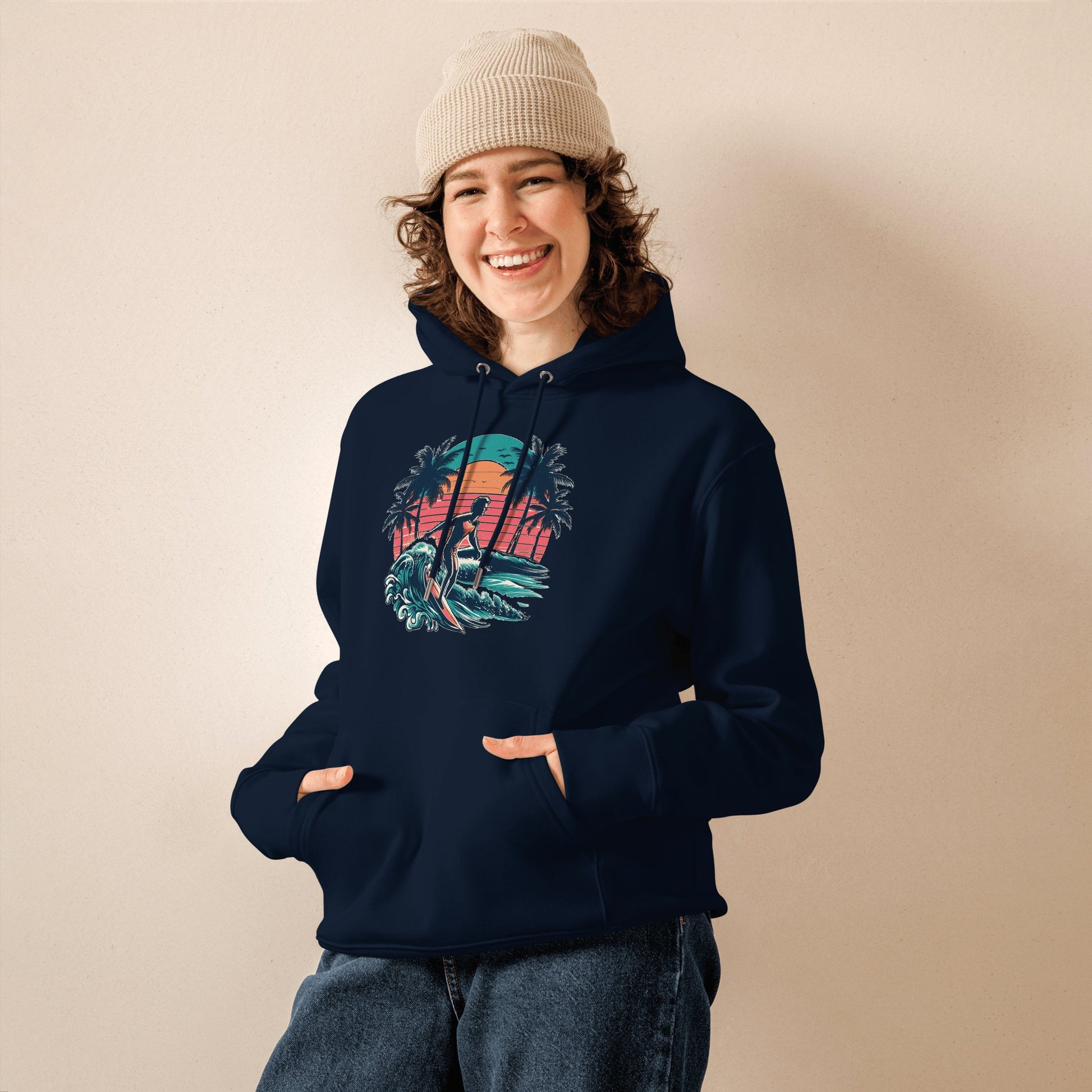 Umweltfreundlicher Unisex Kapuzenpullover "Surfing" - Artexio