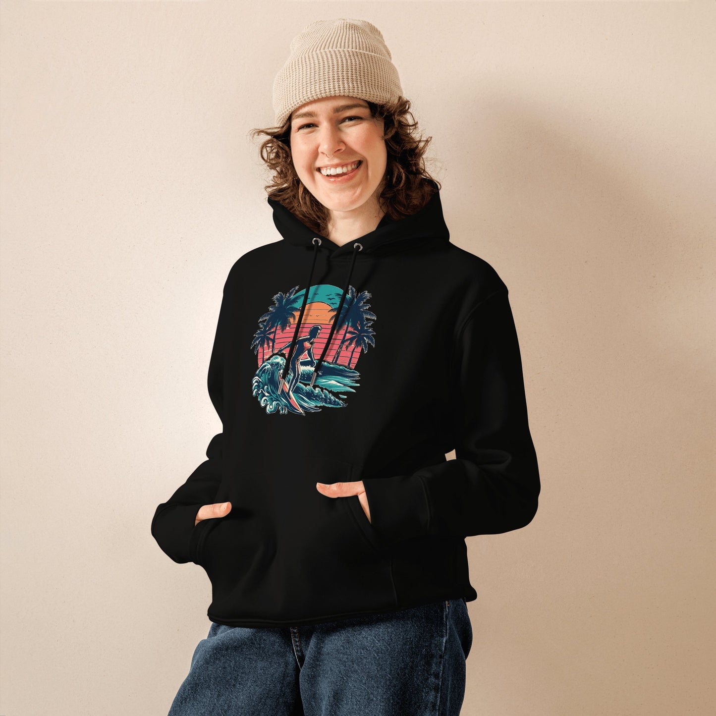 Umweltfreundlicher Unisex Kapuzenpullover "Surfing" - Artexio