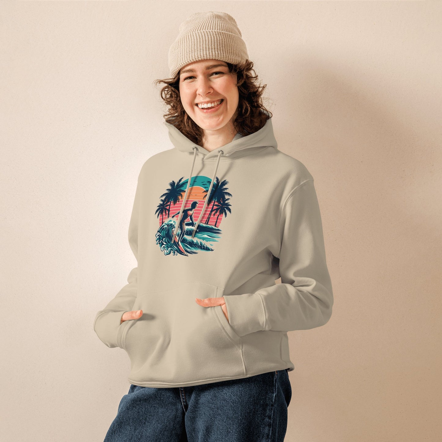 Umweltfreundlicher Unisex Kapuzenpullover "Surfing" - Artexio